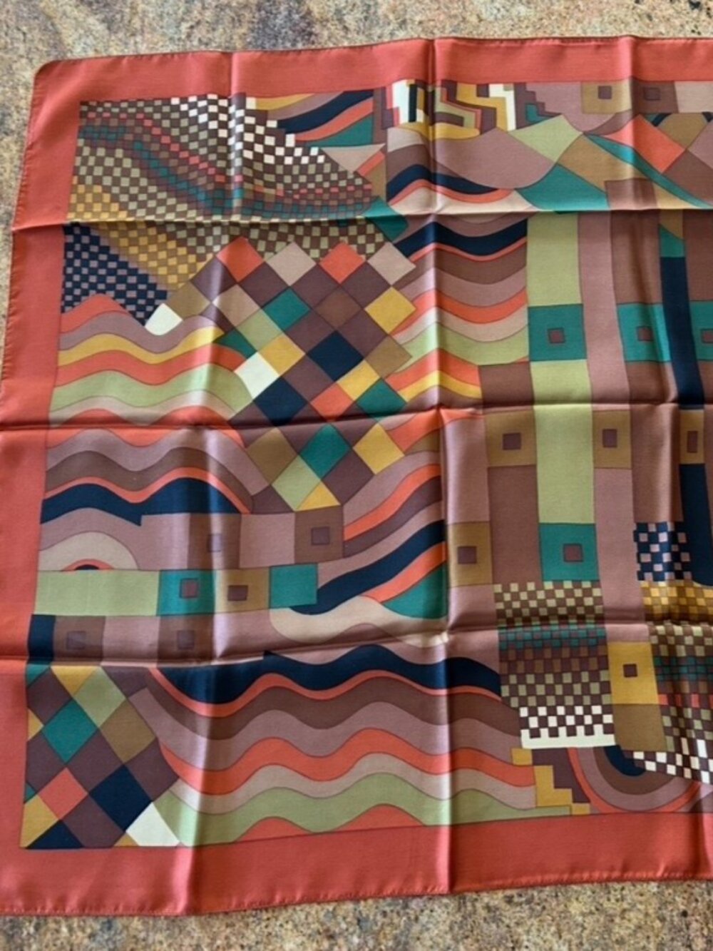 Beautiful Vintage Liberty of London Geometric Design Silk Scarf Made in England